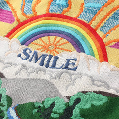 Rainbow Embroidered Letter Knitted Sweater