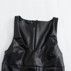 Scoop Neck Faux Leather Dress