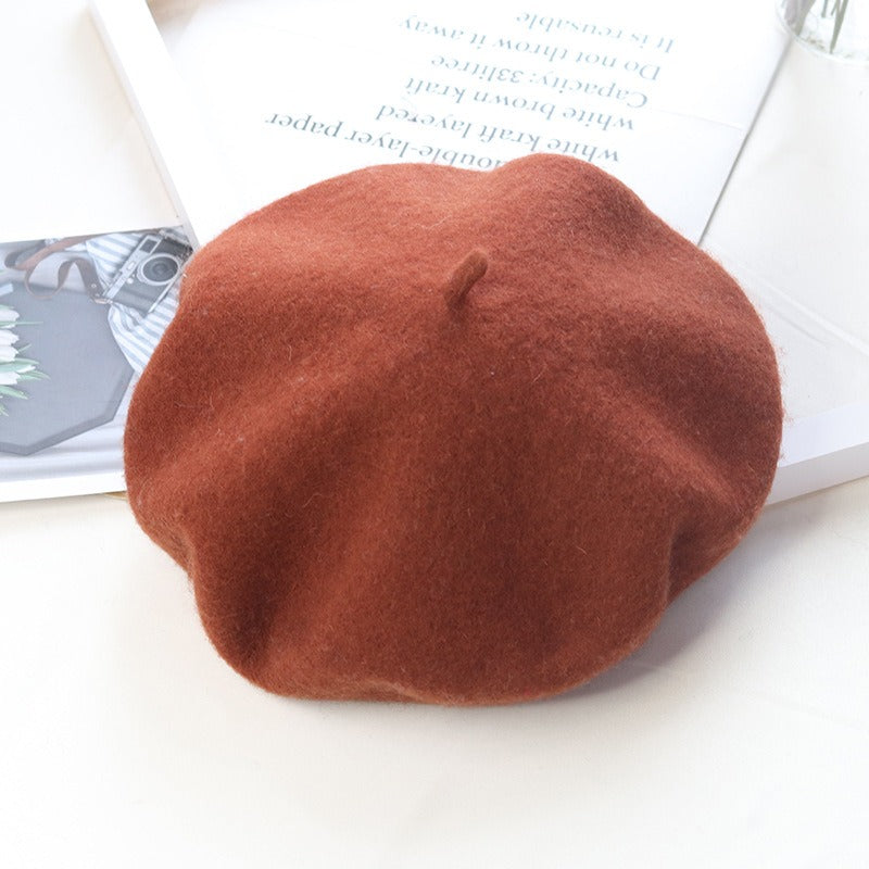 Round Top Knitted Wool Beret