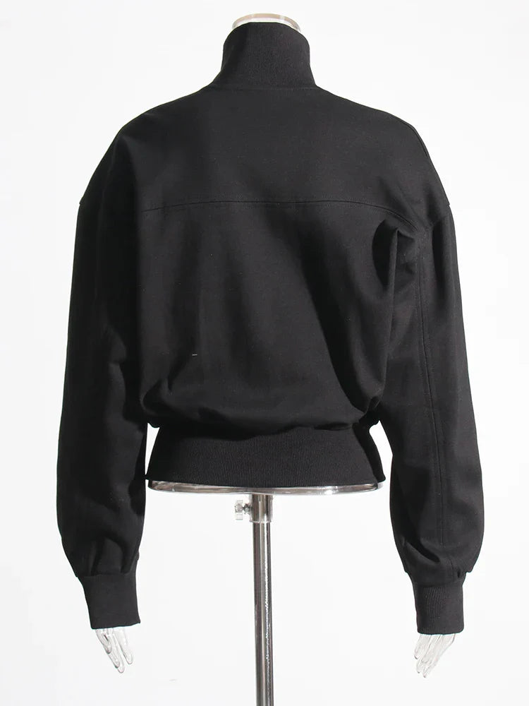 Irregular Zipper Placket Short Sweatshirt