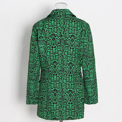 Green Snake Pattern Loose Blazer