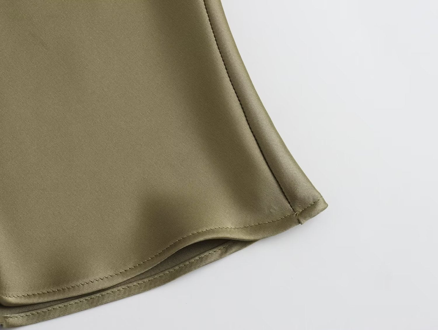 High Waisted Silk Satin Midi Skirt