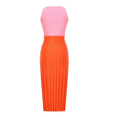 Mid-length Knitted Color Block Seaside Dress
