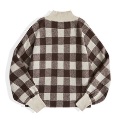 Casual Turtleneck Plus Size Plaid Sweater