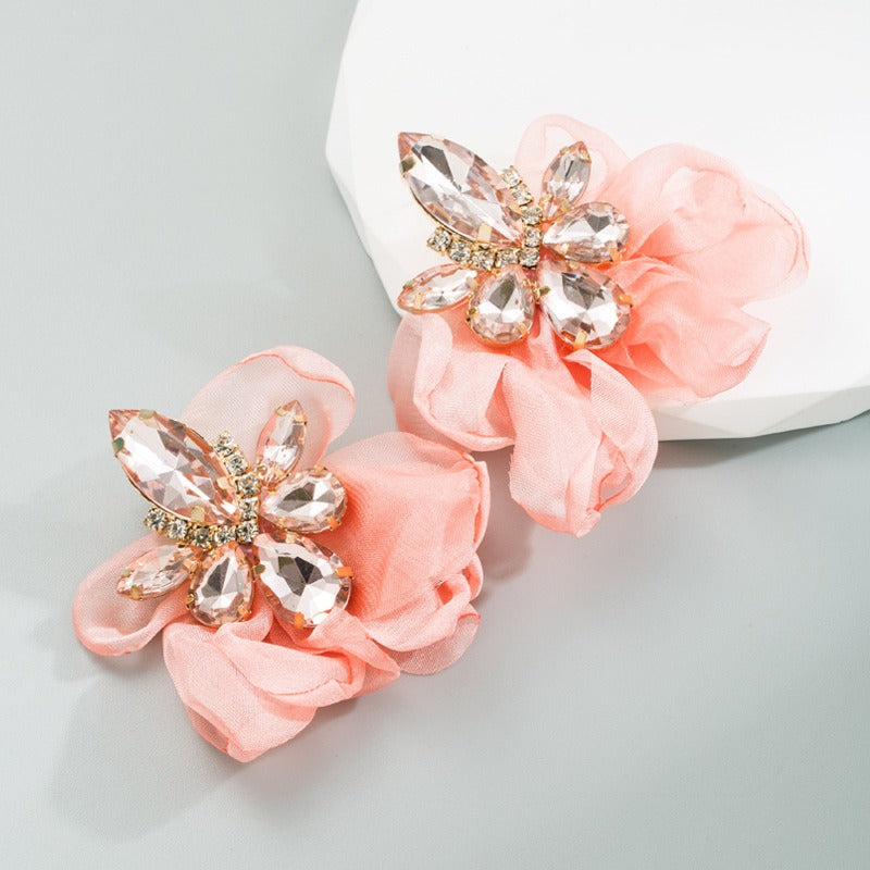 Diamond Studded Flower Earrings