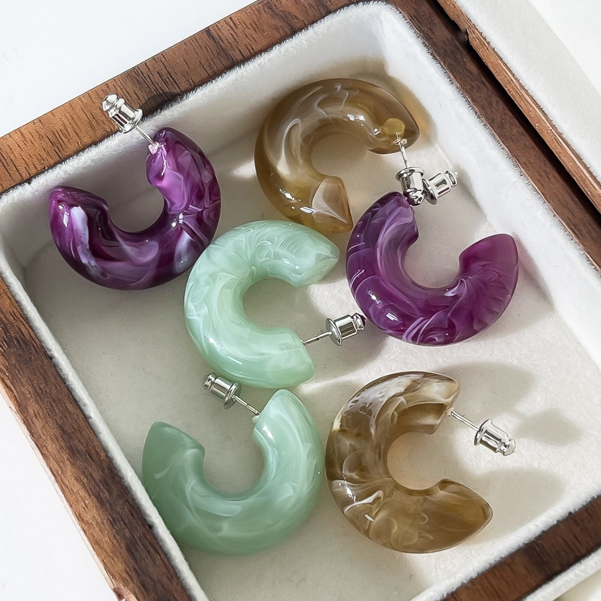 C-Shaped Acrylic Candy Color Earrings