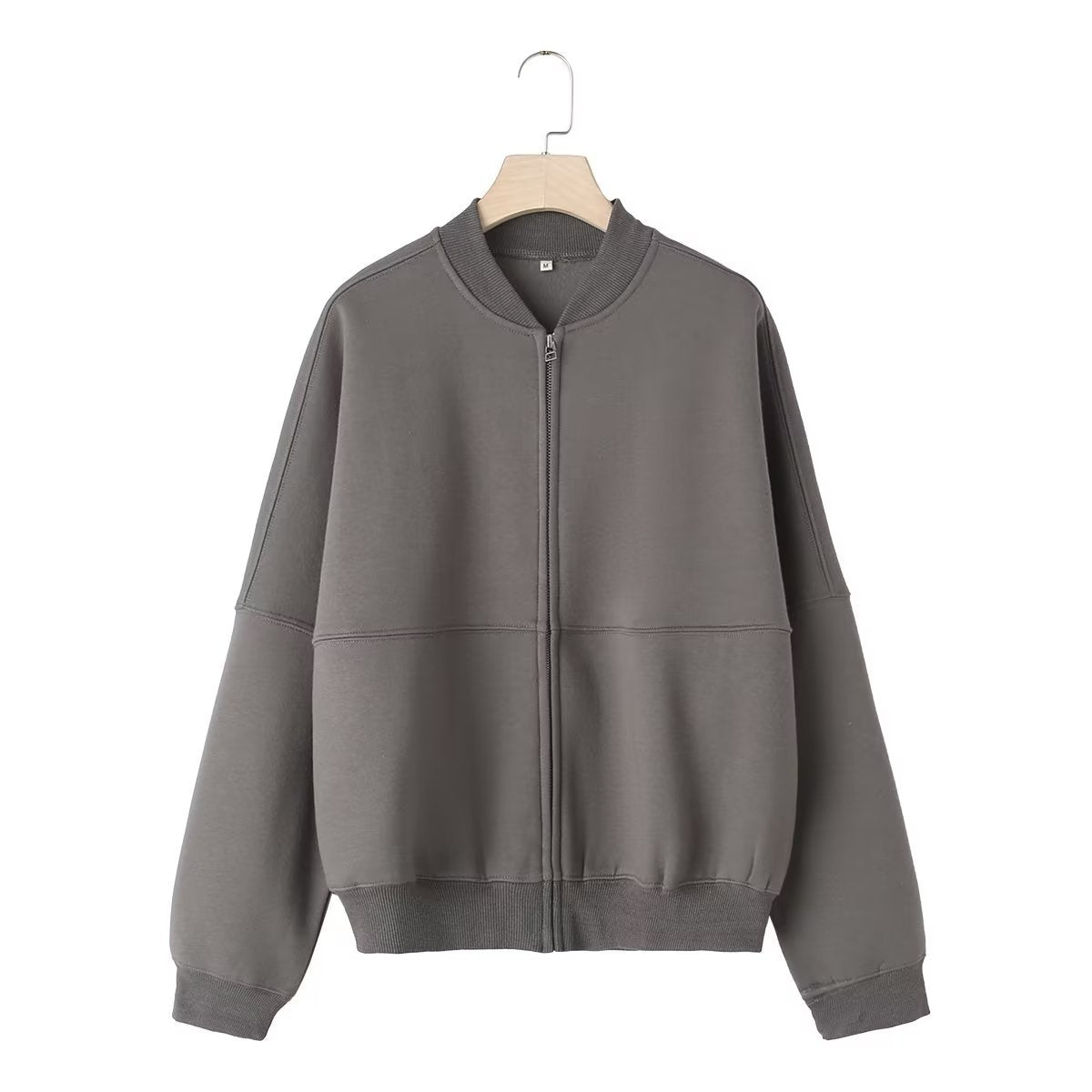 Solid Zip Up Bomber Jacket + Pants Set