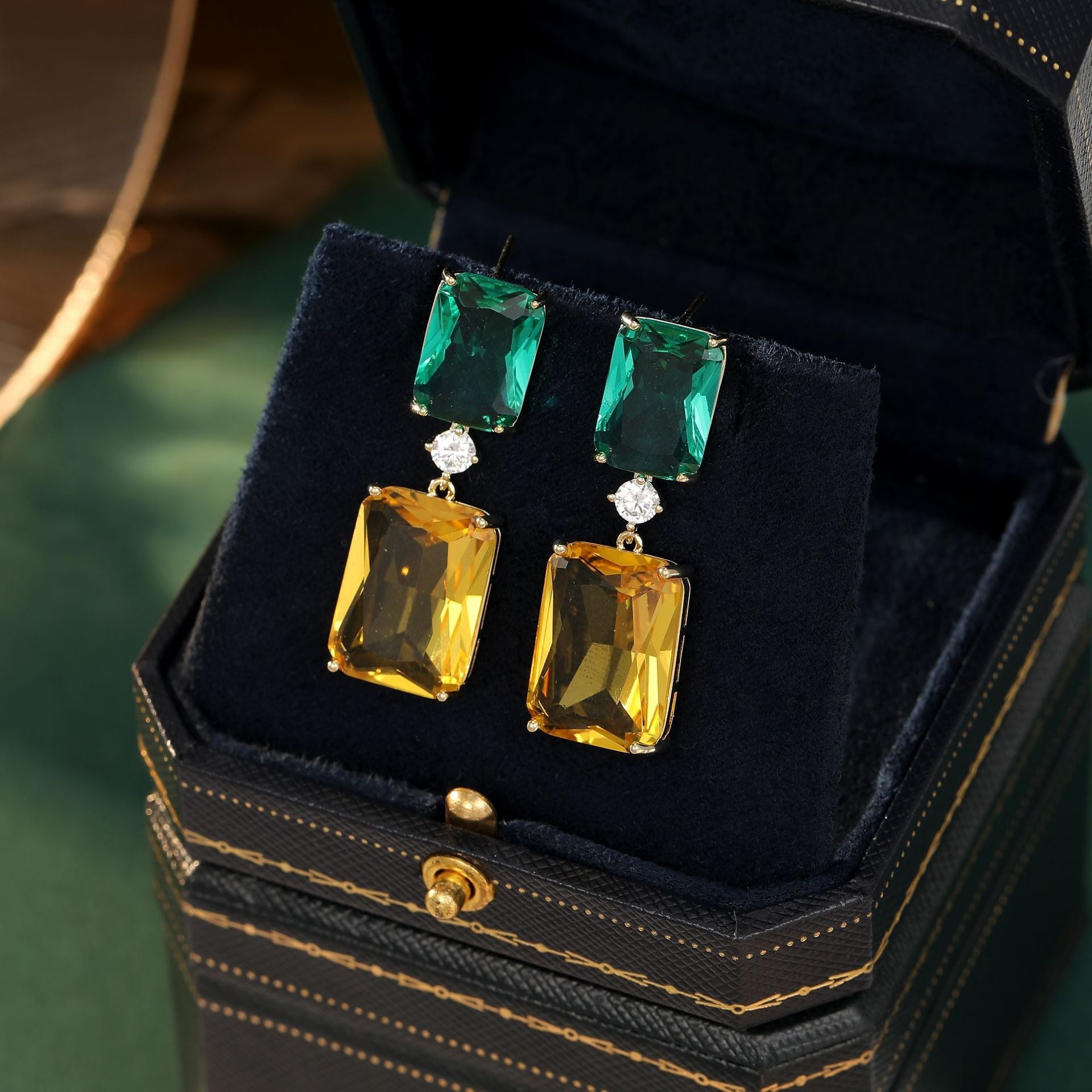 Silver Needle Geometric Block Ice Crack Earrings