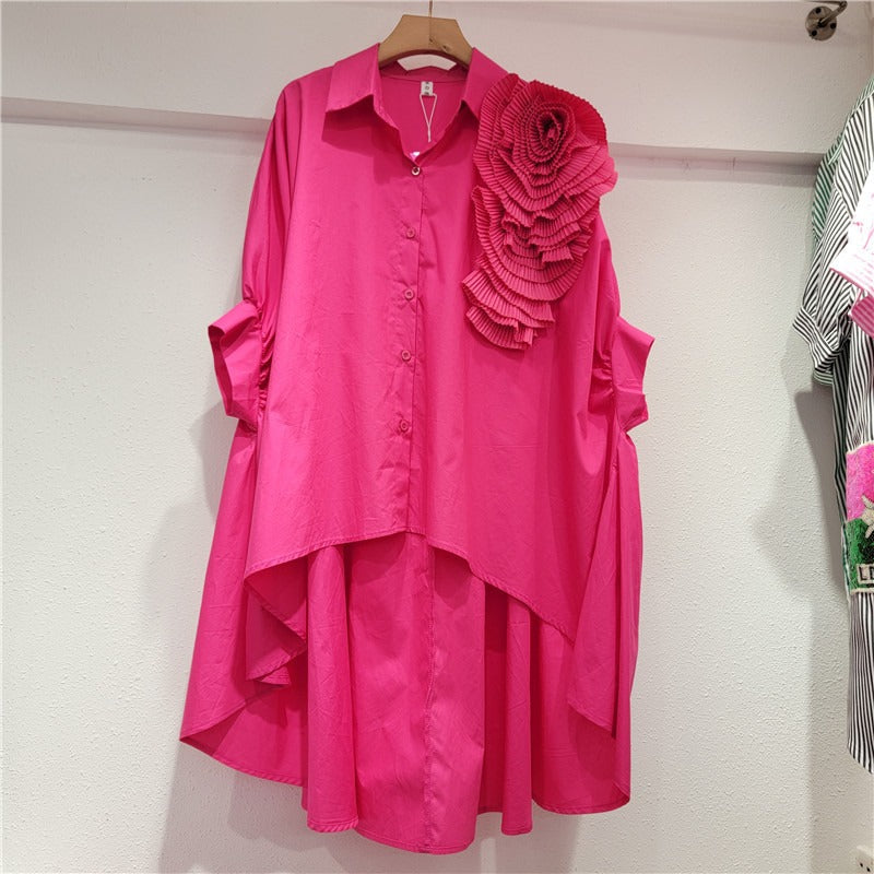 Solid Bat Sleeve Front Short Blouse
