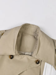 Spliced Pleated Belted Trench Coat