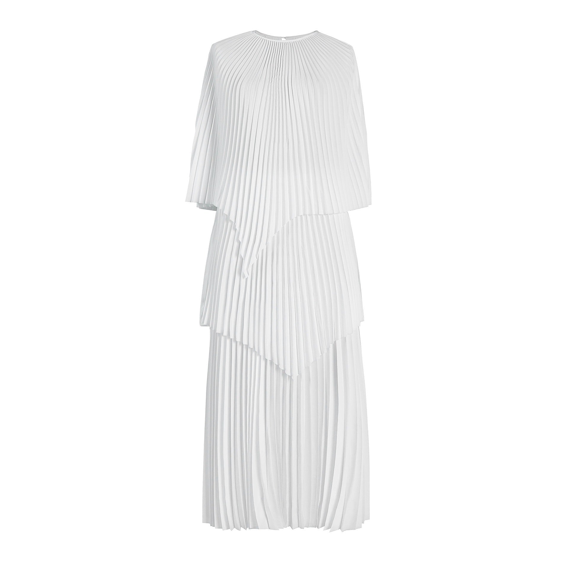 Gradient Color Shawl Top Pleated Loose Dress