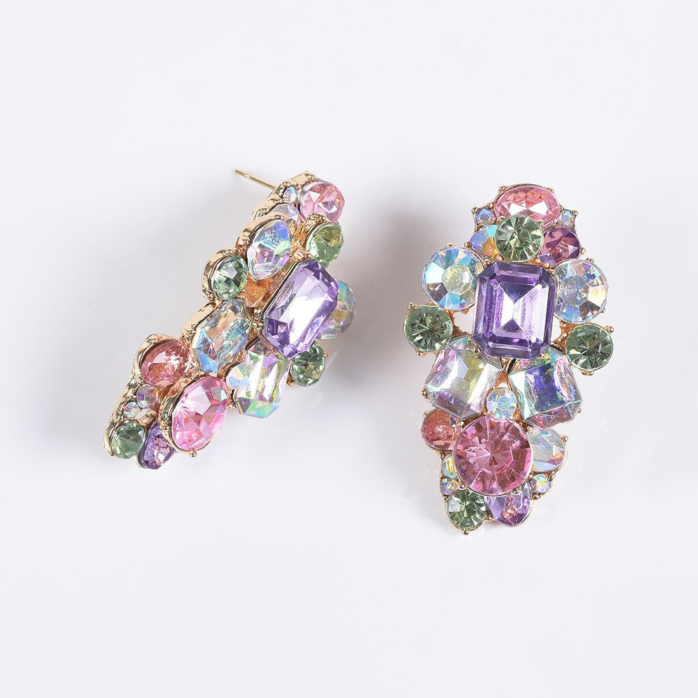 Colored Gemstone Alloy Earrings