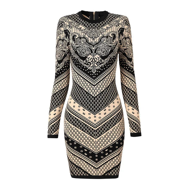 Vintage Tribal Padded Midi Dress