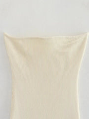 Strapless Ribbed Knit Maxi Dress