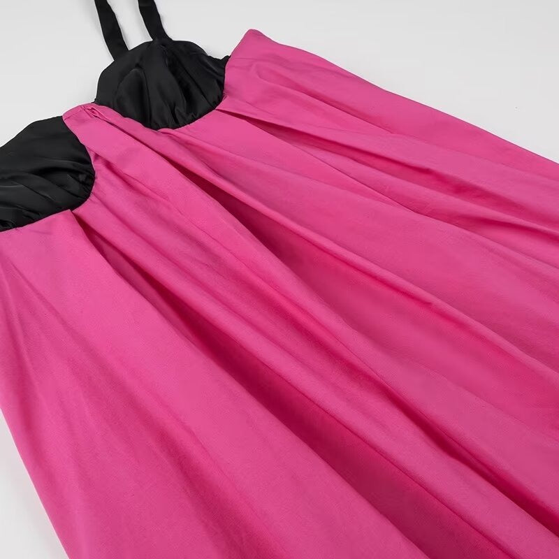Color Block Back Lace Up Dress