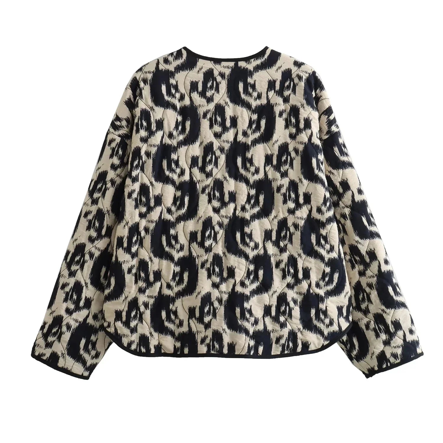 Abstract Round Neck Cotton Coat