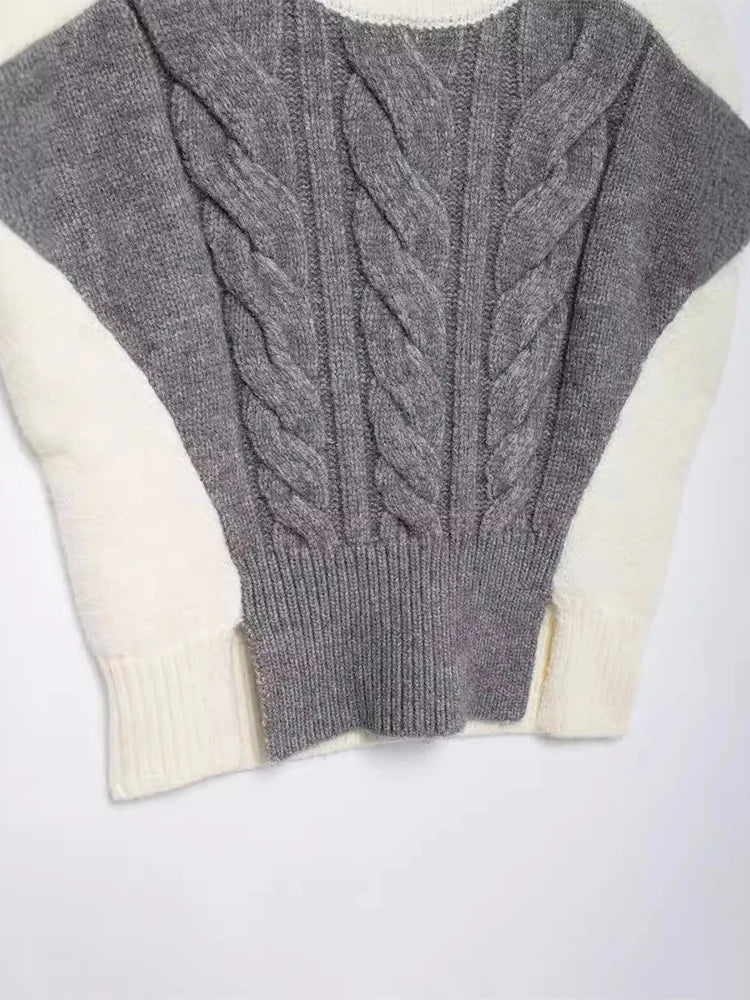 Drawstring Patterned Loose Fit Cable Knit Vest