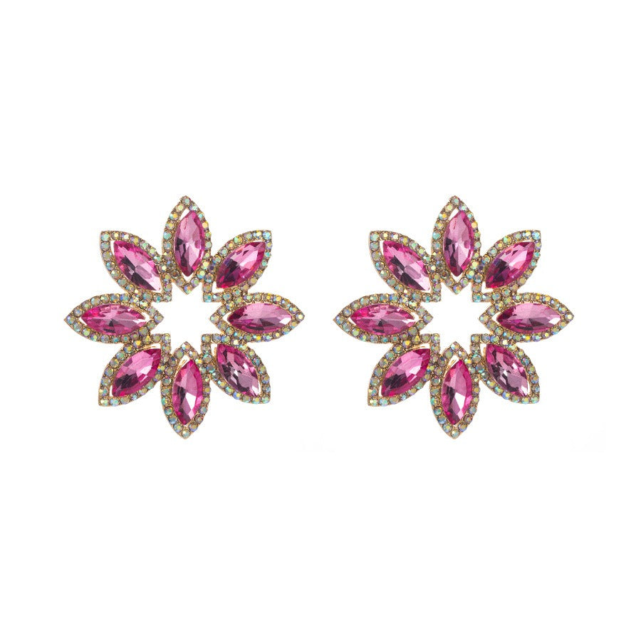 High-End Diamond Flower Earrings