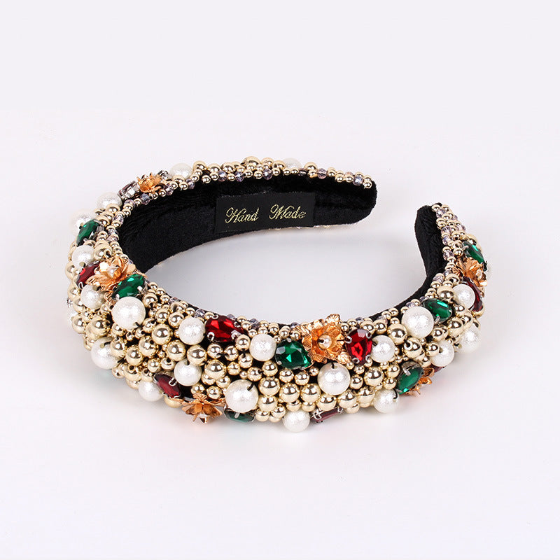 Casual Beaded Pearl Thick Headband