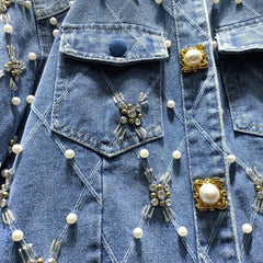 Diamond Grid Nail Bead Inlaid Jacket