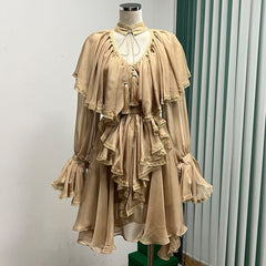 Ruffled Tie-Waist Mini Dress