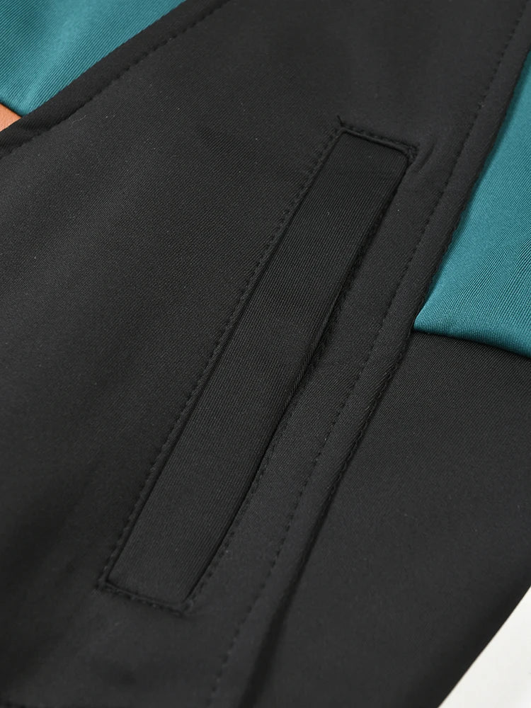 Spliced Vegan Leather Hidden Placket Jacket