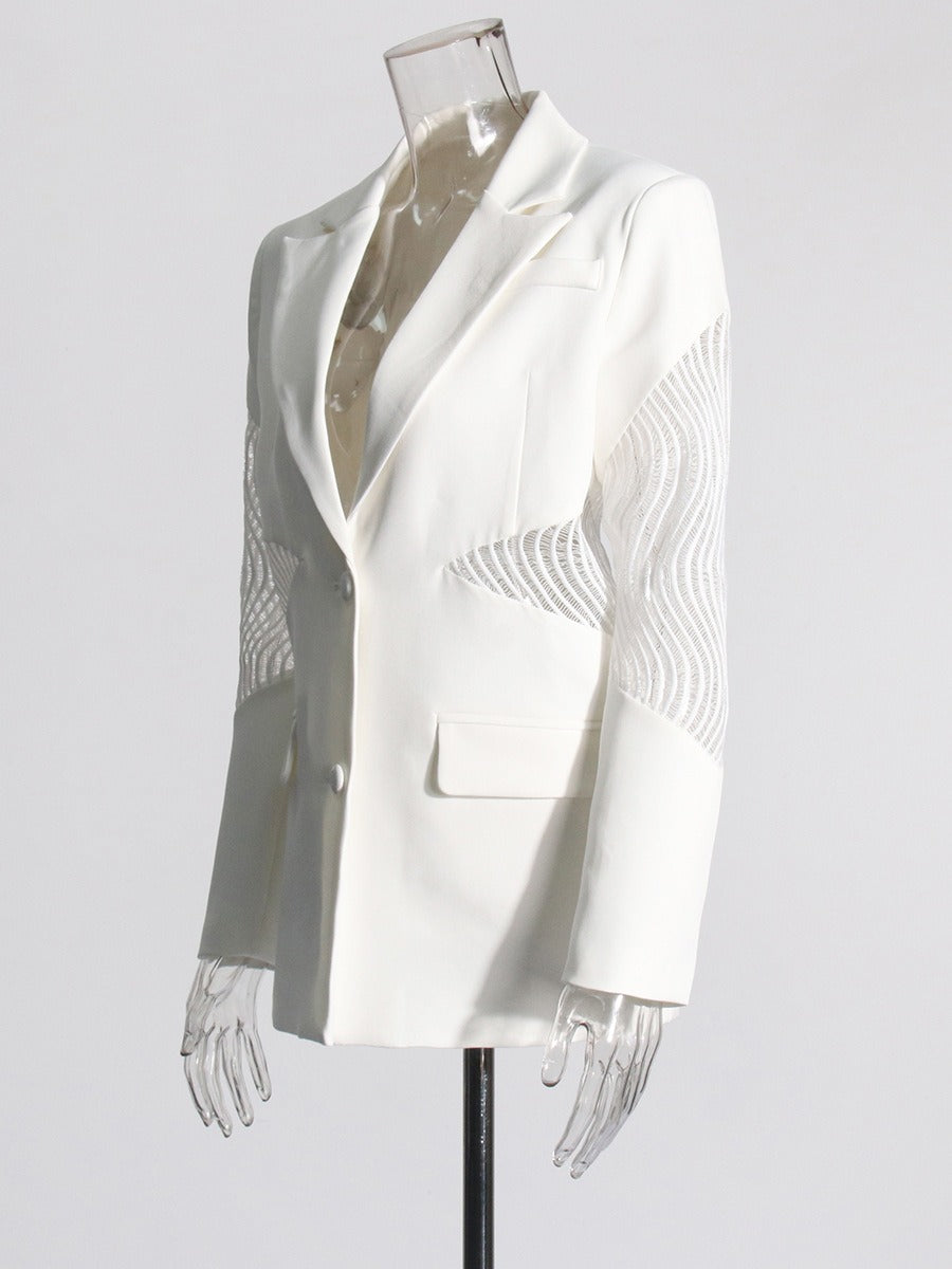 Solid Lace Stitching Blazer