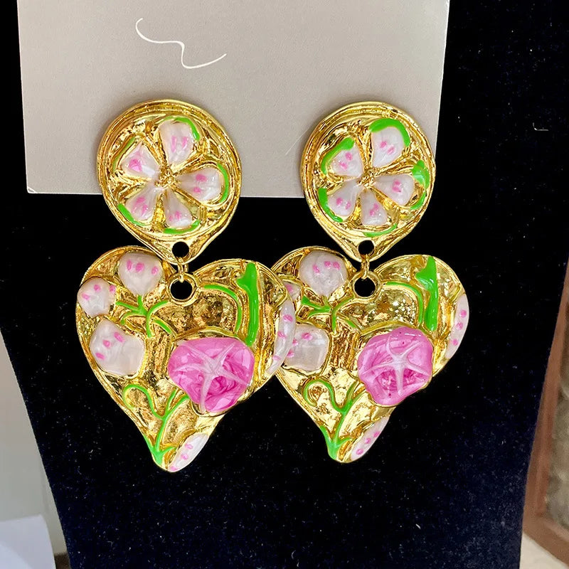 Vintage Leaf Petals Drop Earrings