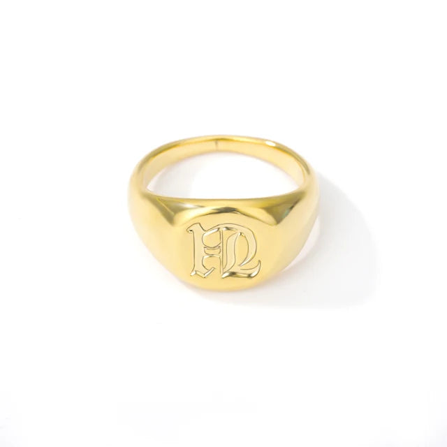 Stainless Steel A-Z Letter Initial Rings