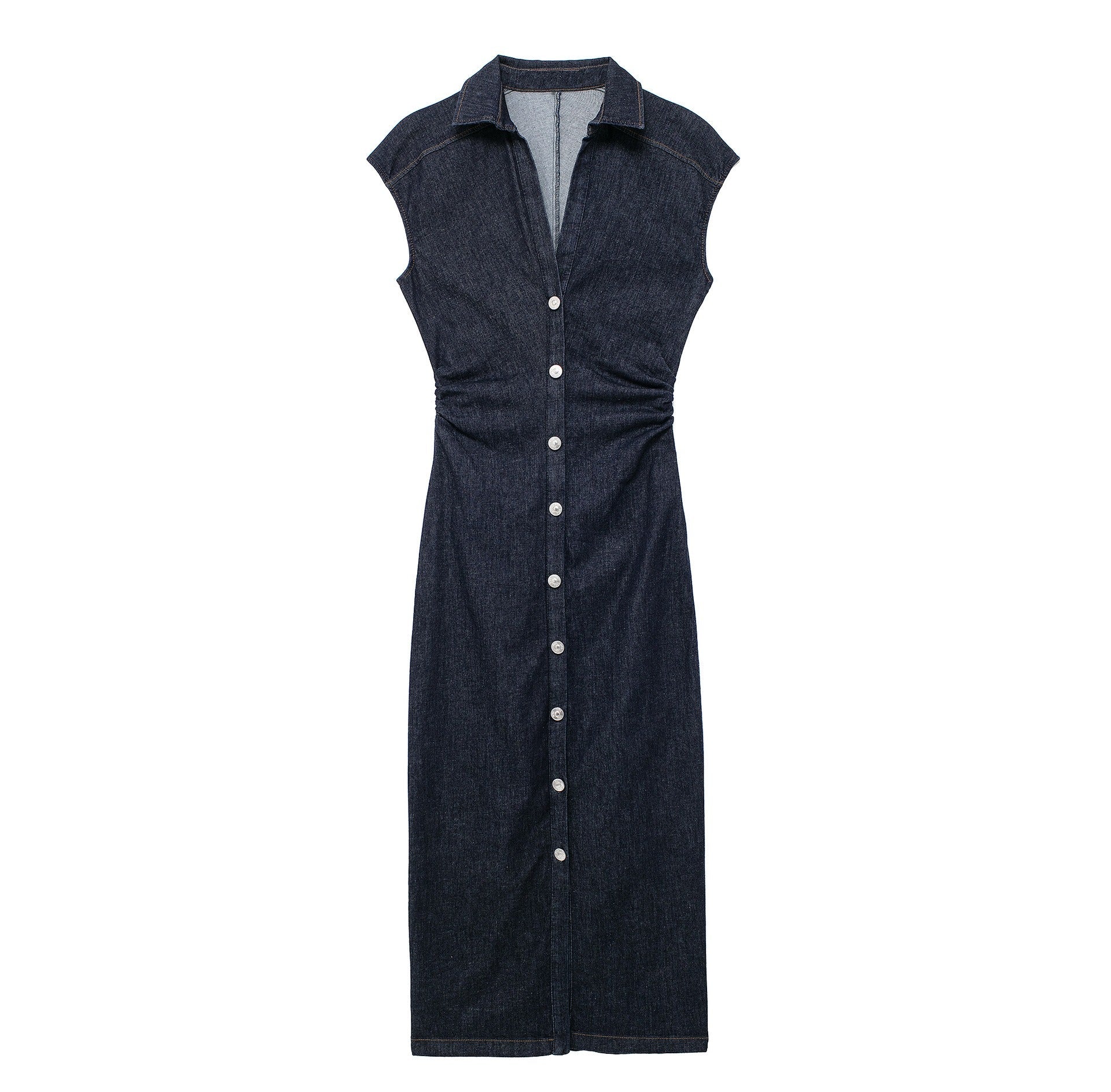 Denim Midi Slim Fit Shirt Dress