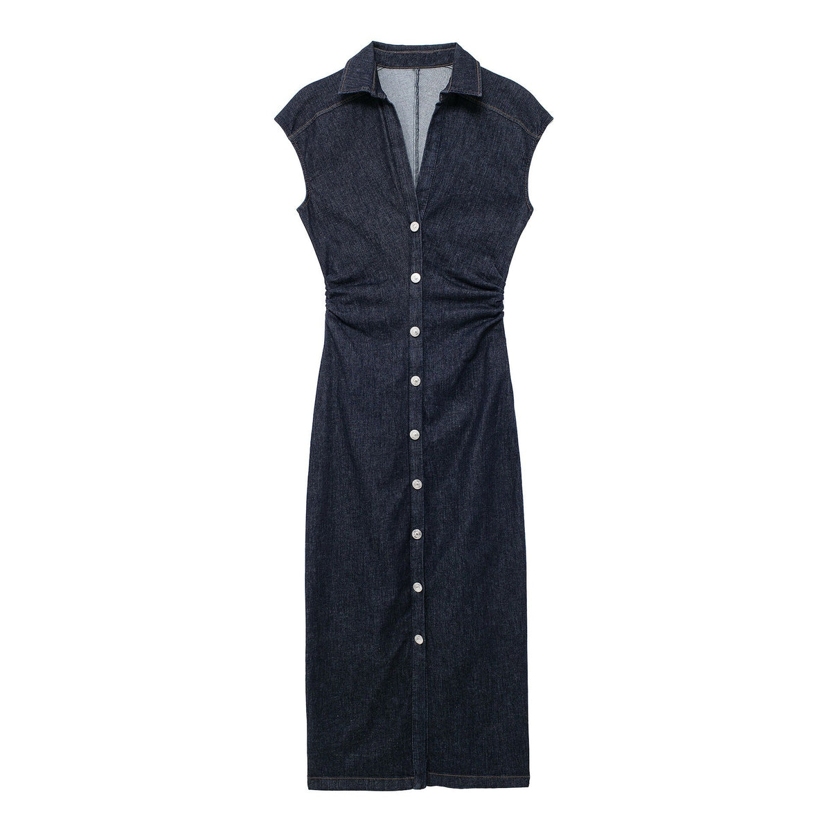 Denim Midi Slim Fit Shirt Dress