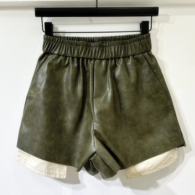High-Waist Faux Leather Shorts