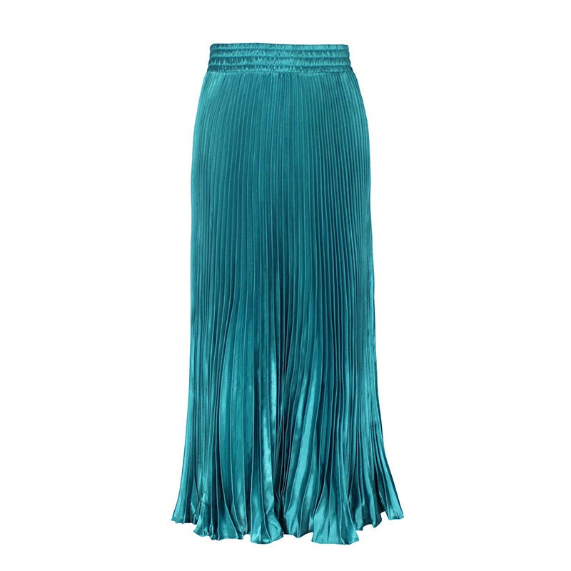 Glossy Pleated Accordion Skirt