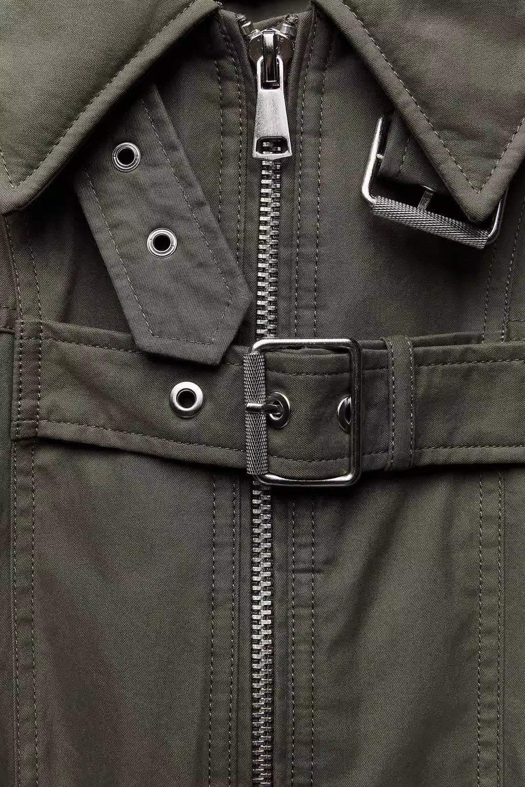 Buckles Zip-Up Bomber Jacket