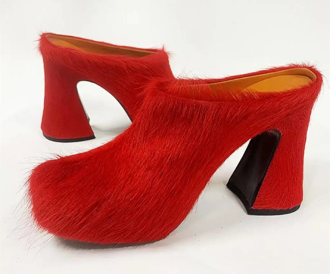 Casual Round Head Candy Colored Fur Shoes