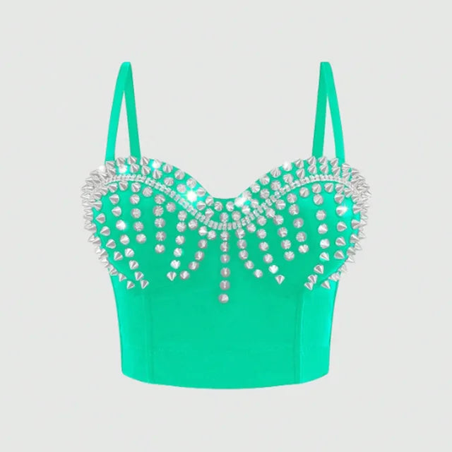 Solid Crop Rivet Corset