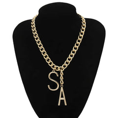 S-A Letter Pendant Chain Necklace