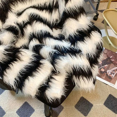 Stripes Faux Fur Loose Sweater