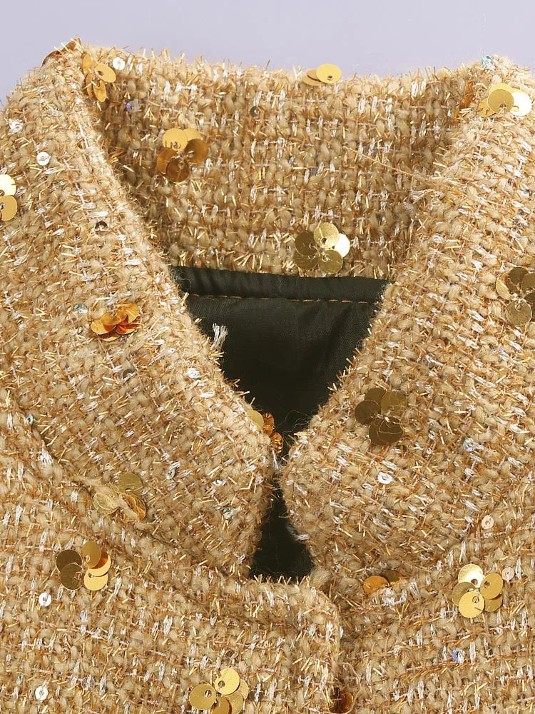 Glitter Sequins Stand Collar Jacket
