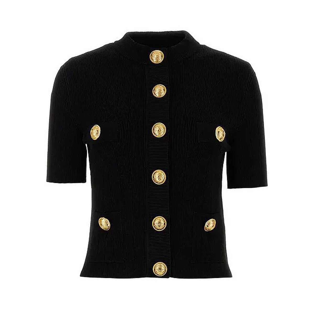 Knitted Short Sleeve Round Neck Woolen Top