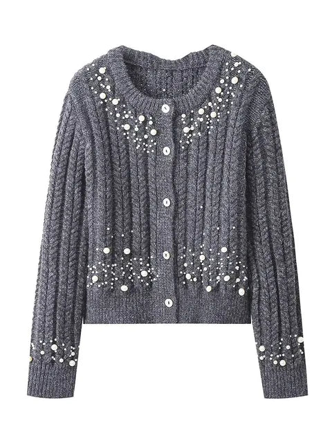 Pearl Embellished Knitted Cardigan
