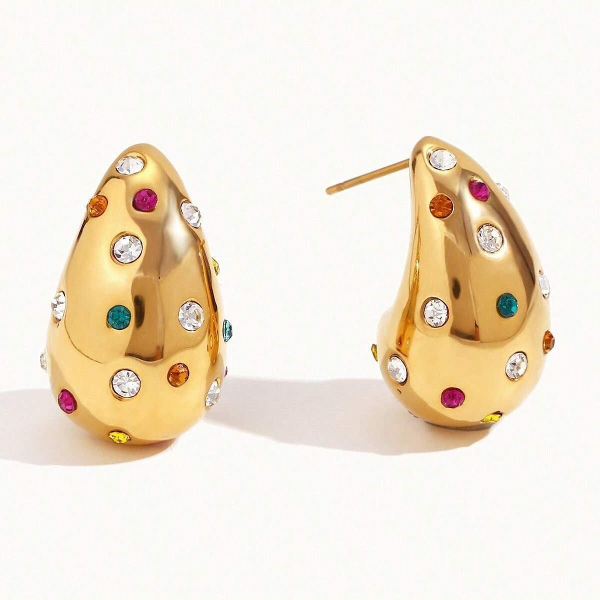 Diamond Studded Colorful Stud Earrings