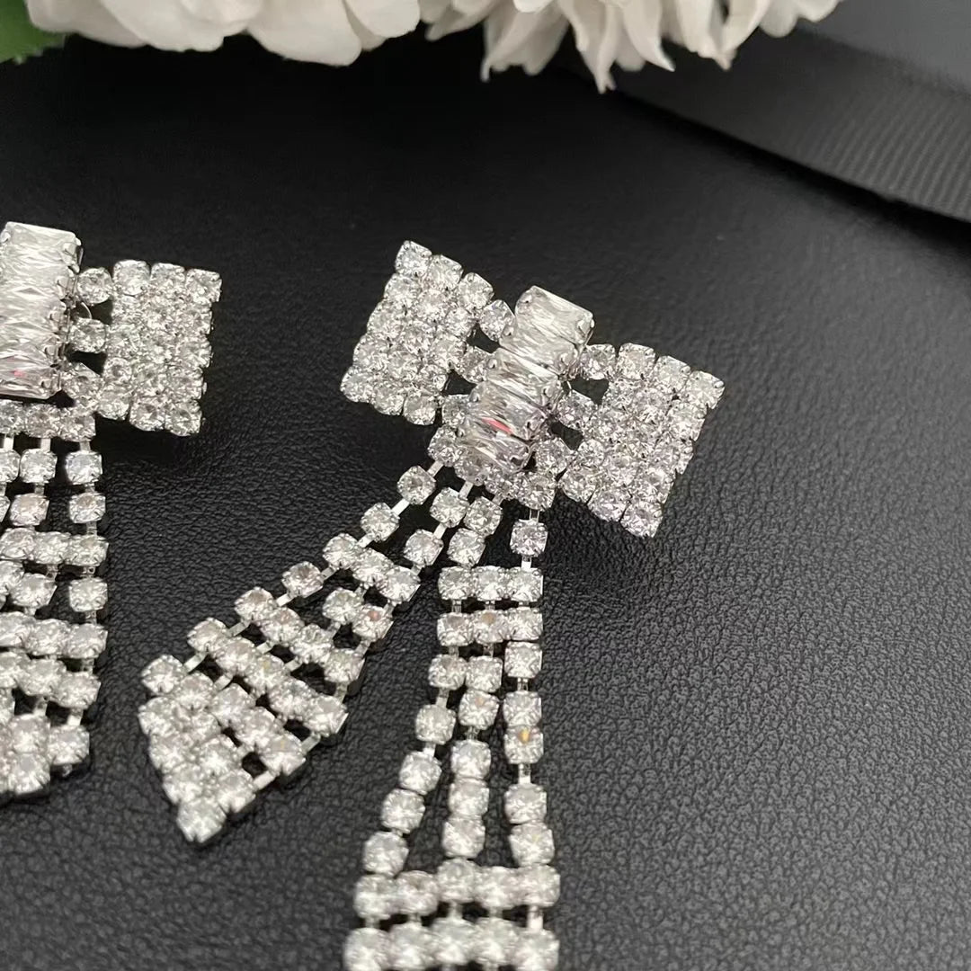 Retro Bow Zircon Earrings