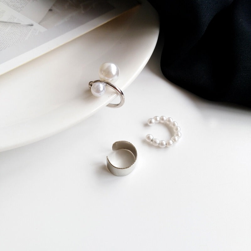 Pearl Ear Clip Three Piece Set