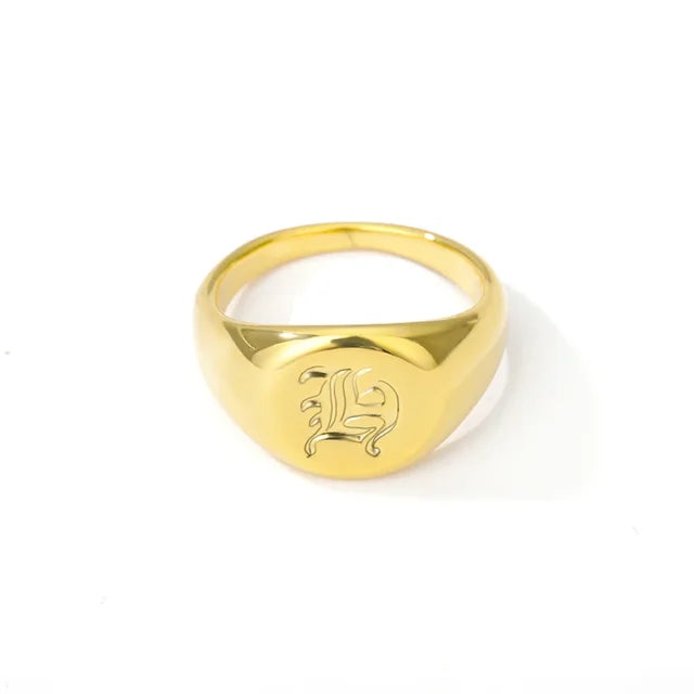 Stainless Steel A-Z Letter Initial Rings