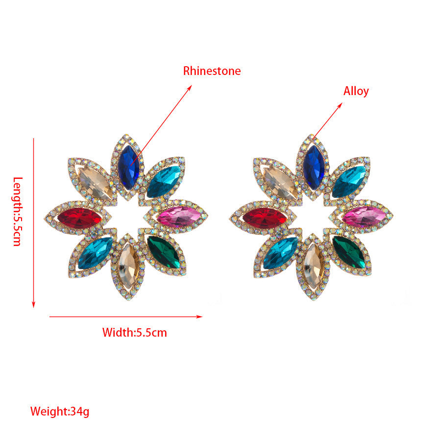 High-End Diamond Flower Earrings