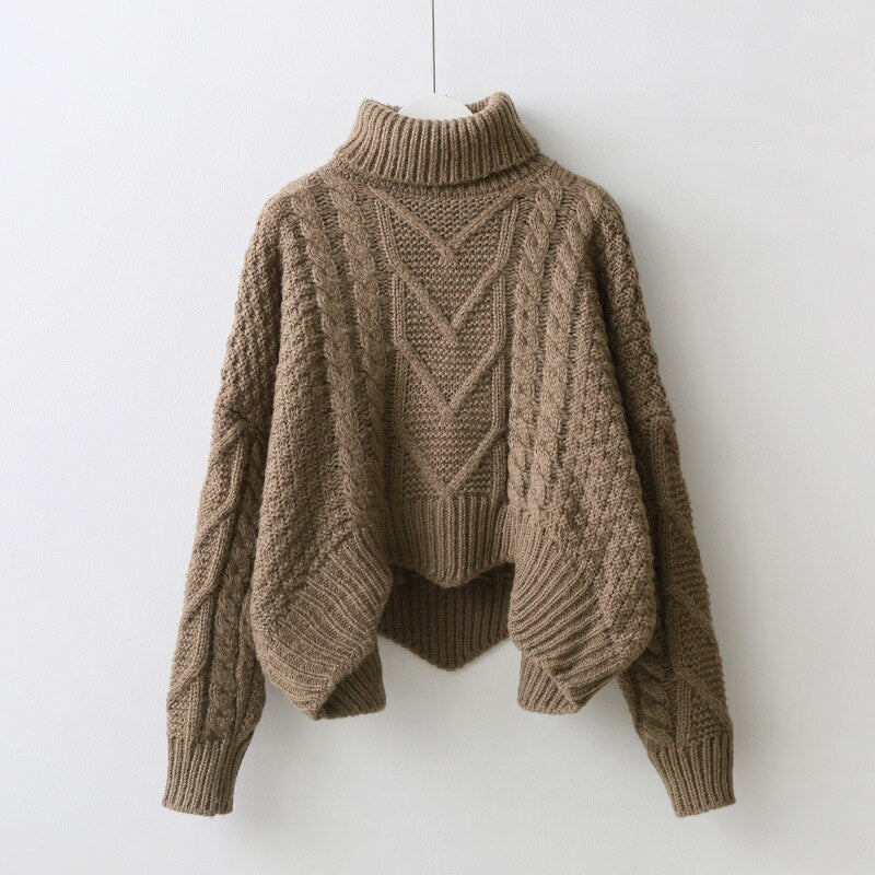 Casual Solid Turtle Neck Knitted Sweater