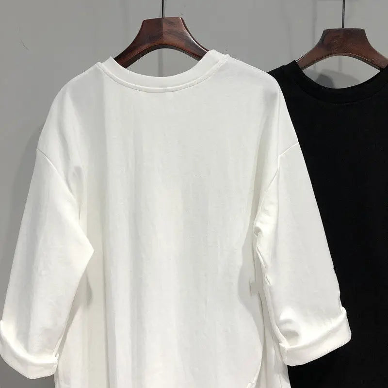 Unique Solid Long Sleeved Loose T-Shirt