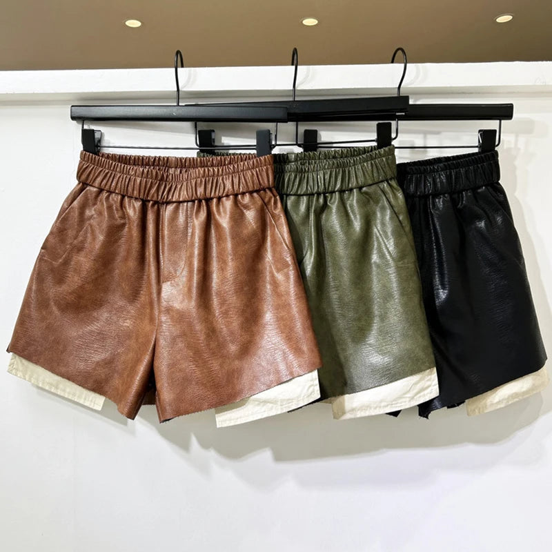 High-Waist Faux Leather Shorts