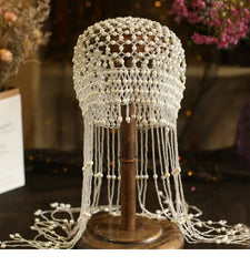 Handmade Hollowed Out Pearl Tassel Headpiece
